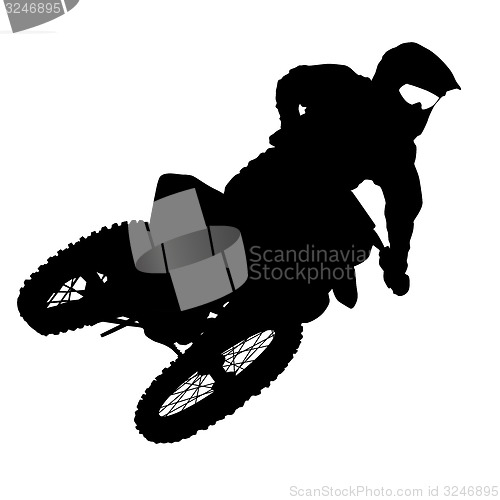 Image of Black silhouettes Motocross rider on a motorcycle. 