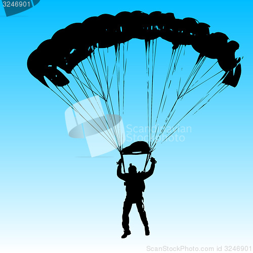 Image of Parachutist Jumper in the helmet after the jump. illustra