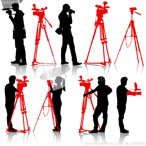 Image of Cameraman with video camera. Silhouettes 