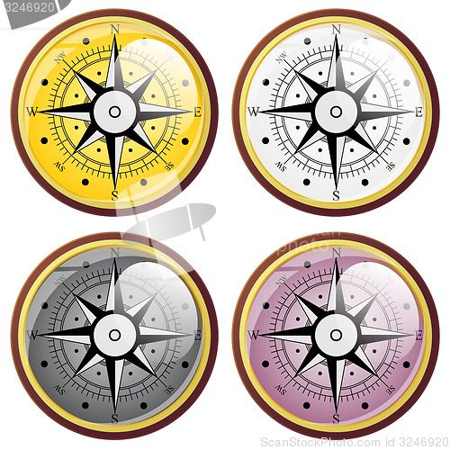 Image of Set Wind rose compass flat symbols. illustration.