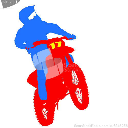 Image of Black silhouettes Motocross rider on a motorcycle. 