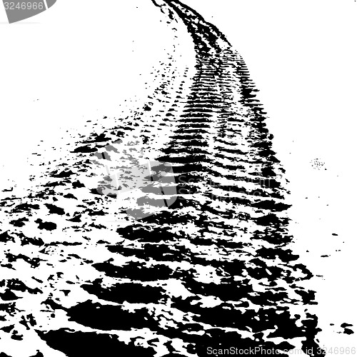 Image of Grunge background with black tire track. illustration.