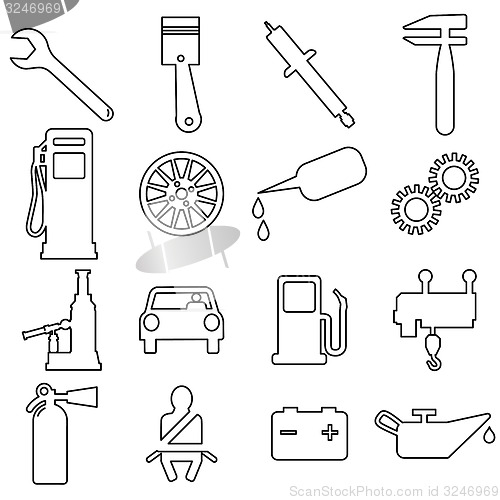 Image of Collection flat icons. Car symbols. illustration.