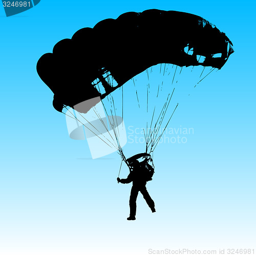 Image of Parachutist Jumper in the helmet after the jump. illustra