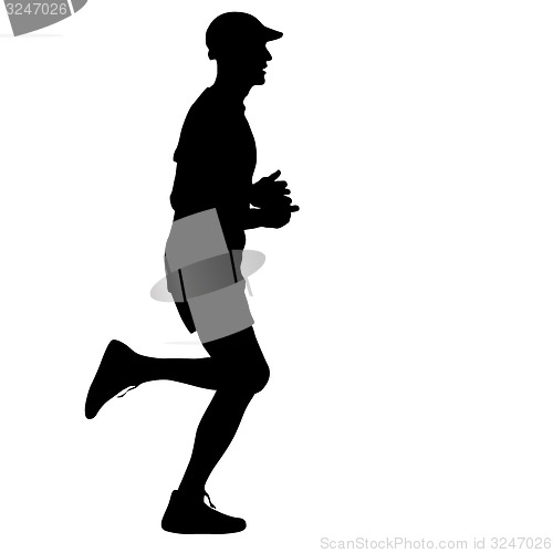 Image of Running black silhouettes. illustration.