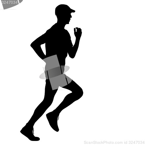 Image of Running black silhouettes. illustration.