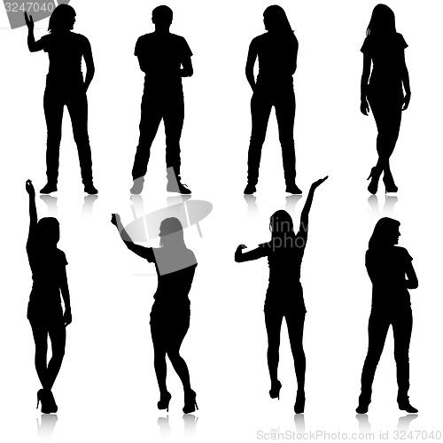 Image of Black silhouettes of beautiful mans and womans 