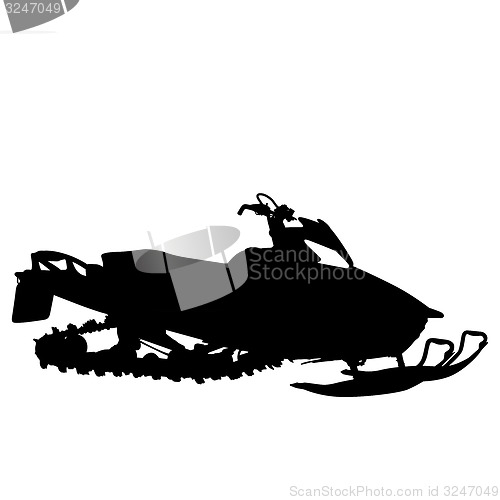 Image of Silhouette snowmobile  on white background. illustration.