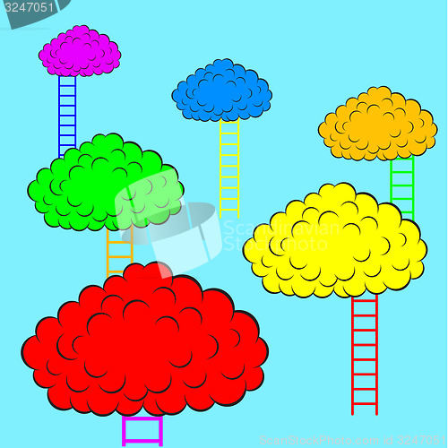 Image of Color clouds with stairs, illustration