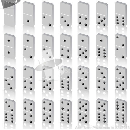 Image of A set of dice for a game of dominoes. 