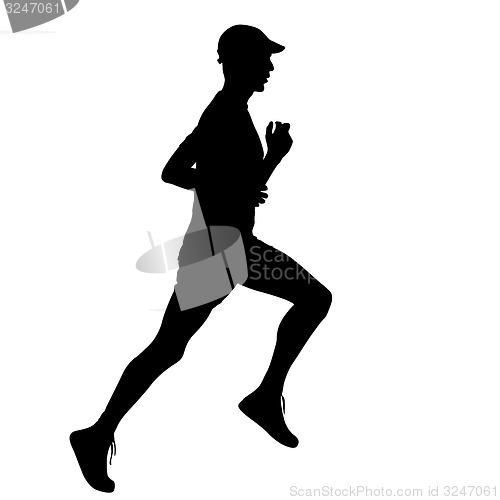 Image of Running black silhouettes. illustration.