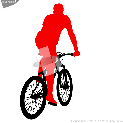 Image of Silhouette of a cyclist male.  illustration.