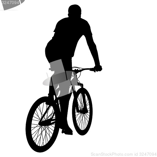 Image of Silhouette of a cyclist male.  illustration.