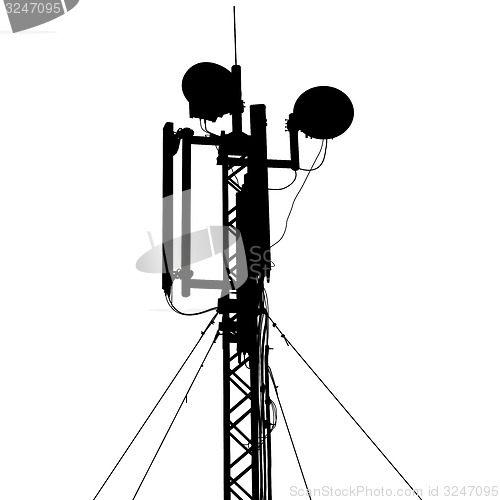 Image of Silhouette mast antenna mobile communications. 