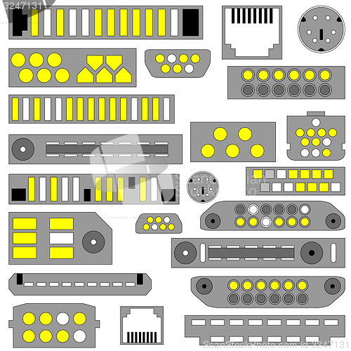 Image of video, audio and telephone connectors