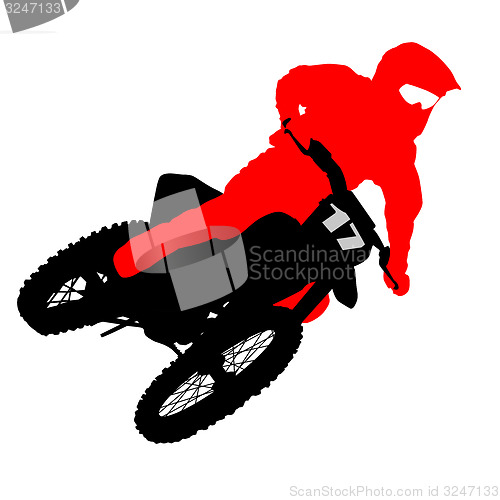 Image of Black silhouettes Motocross rider on a motorcycle. 