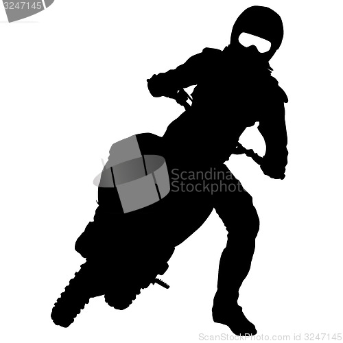 Image of Black silhouettes Motocross rider on a motorcycle. 