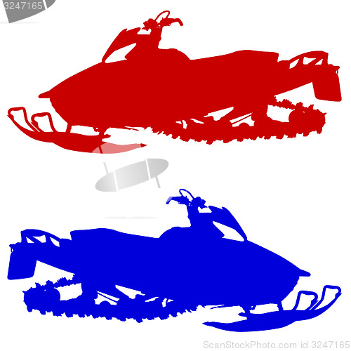 Image of Silhouette snowmobile  on white background. illustration.