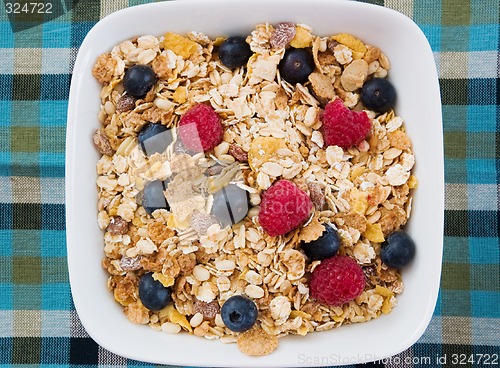 Image of Muesli with Raspberries and Blueberries