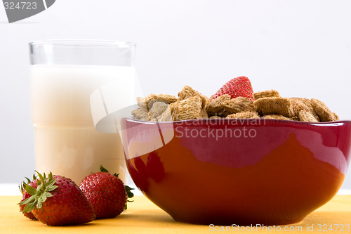 Image of Wheat Squares and Strawberries for Breakfast