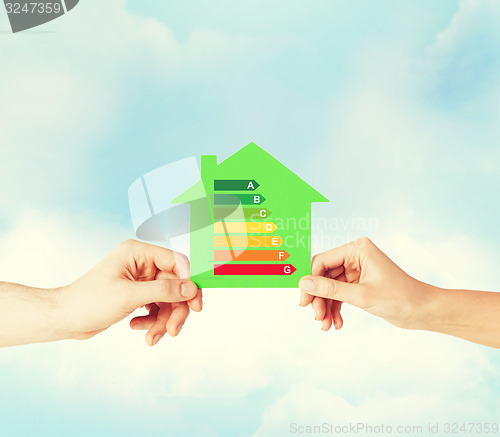 Image of hands holding green paper house