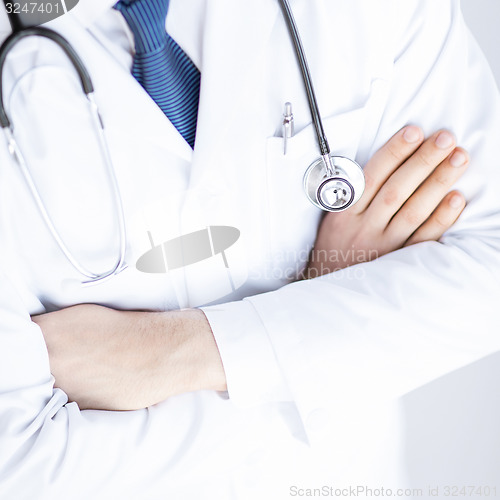 Image of doctor with stethoscope in white uniform