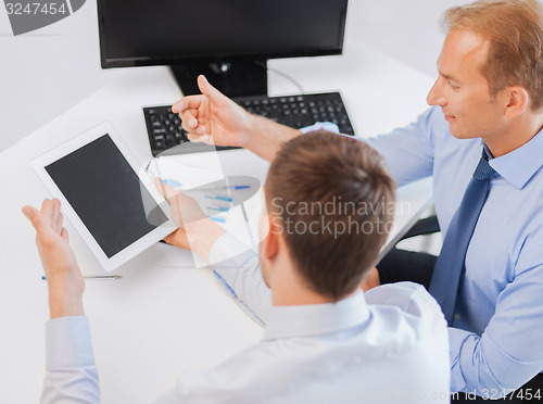 Image of businessmen with notebook and tablet pc