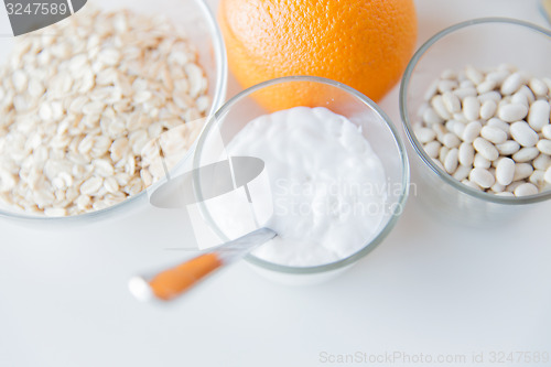 Image of close up of food ingredients on table