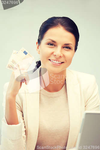 Image of lovely woman with euro cash money