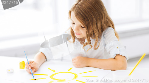 Image of little girl painting picture