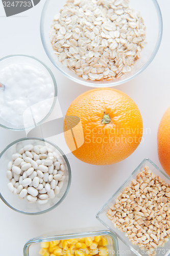 Image of close up of food ingredients on table