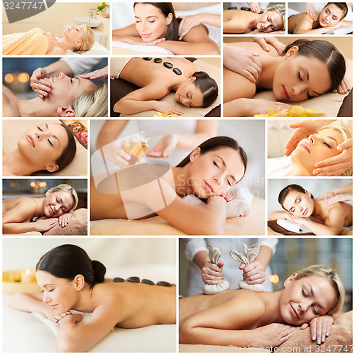 Image of women having facial or body massage in spa salon