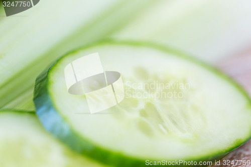 Image of close up of cucumber slices and celery