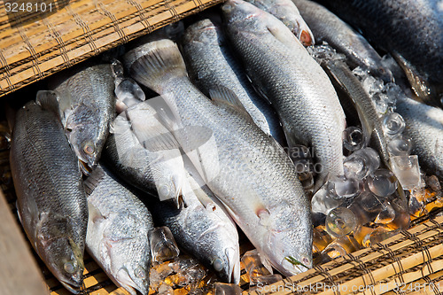 Image of raw fish at asian street market