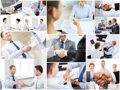 Image of collage with business handshake