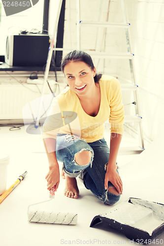 Image of lovely housewife painting