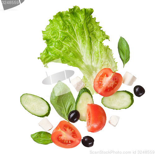 Image of salad isolated in white, top view