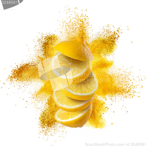 Image of Red powder explosion isolated on white