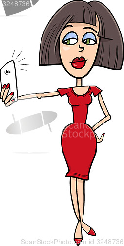 Image of girl doing selfie photo cartoon
