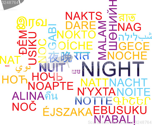 Image of Night multilanguage wordcloud background concept