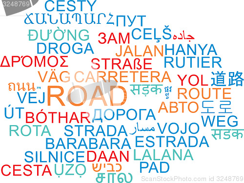 Image of Road multilanguage wordcloud background concept