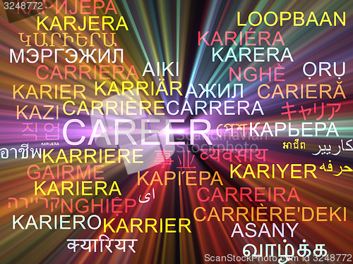 Image of Career multilanguage wordcloud background concept glowing