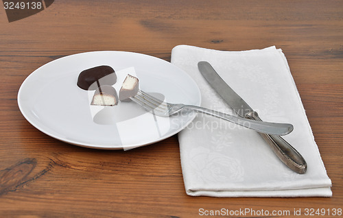 Image of Chocolate candies on plate