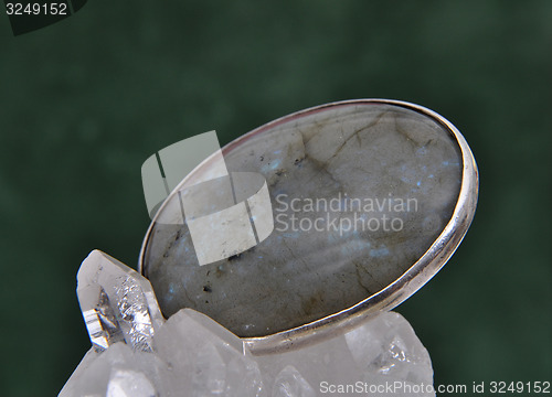 Image of Labradorite on rock crystal