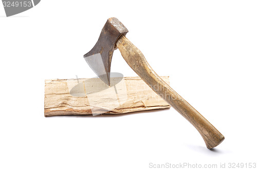 Image of Axe on wood