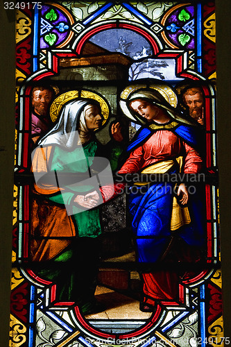 Image of  colored window in the church of curepipe