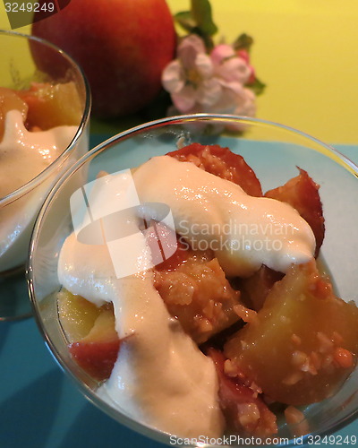 Image of Dessert with apples and vanilla cream