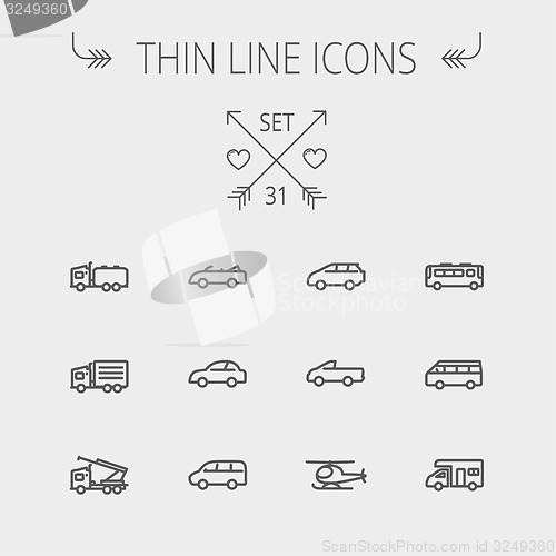 Image of Transportation thin line icon set