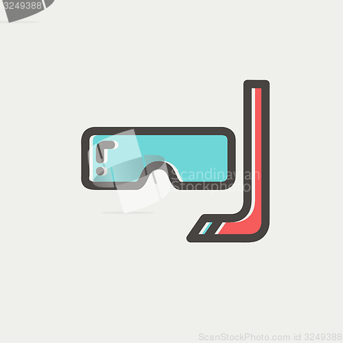 Image of Snorkel and mask for diving thin line icon