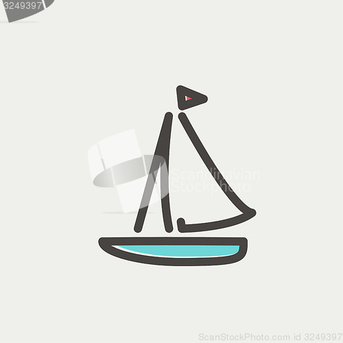 Image of Sailboat thin line icon